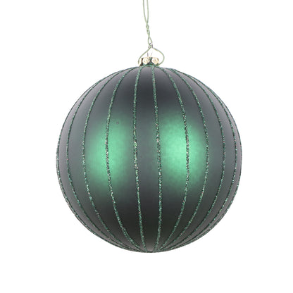 Vickerman 4" Midnight Green Matte Glitter Ball Christmas Ornament 4 pieces per bag