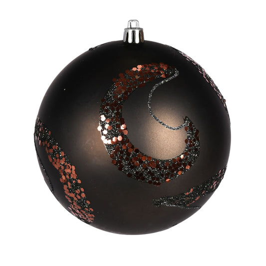 Vickerman 4.75" Gunmetal Matte Sequin Swirl Drilled Wired 4/Bag. Add some sparkle to your holiday decorating projects with this matte ornament adorned with sequins. This ornament features a drilled cap with looped wire to ensure that decorating is a breez