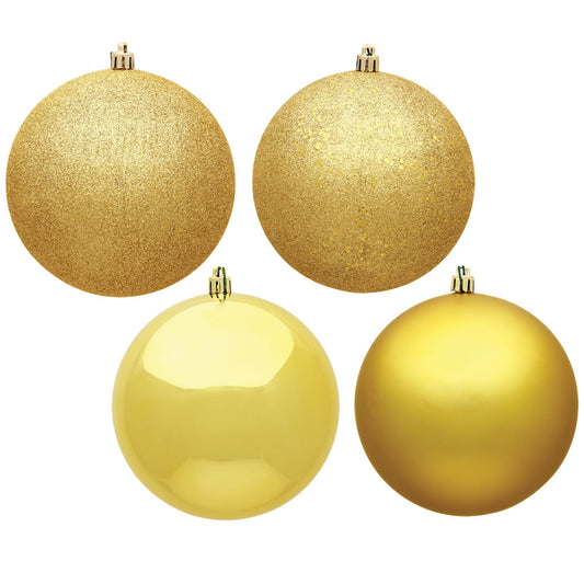 Vickerman 10" Honey Gold 4-Finish Ball Ornament Assortment 4 per Bag