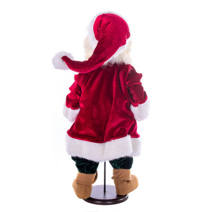 Vickerman 24" Red Plaid Velvet Santa Doll with Stand. This santa has glasses stand is removeable.