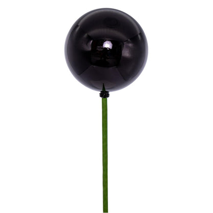 Vickerman 3" x 18" Black Shiny Ball Ornament Stick 12 per bag.