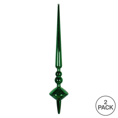 Vickerman 18" Green Shiny Cupola Finial Ornament Pack of 2