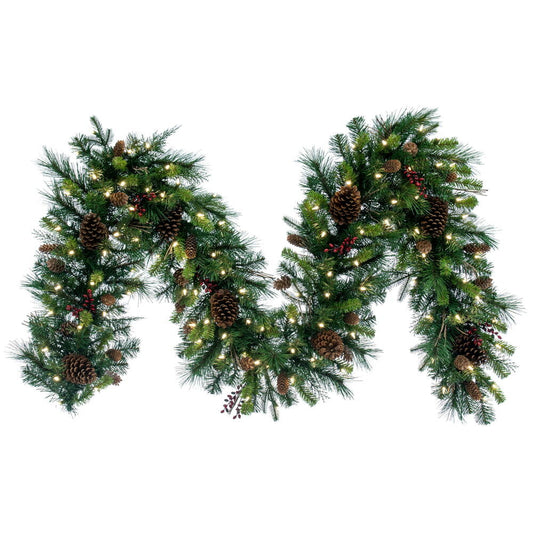 Vickerman 9' Cibola Mixed Berry Artificial Christmas Garland Warm White LED Mini Lights