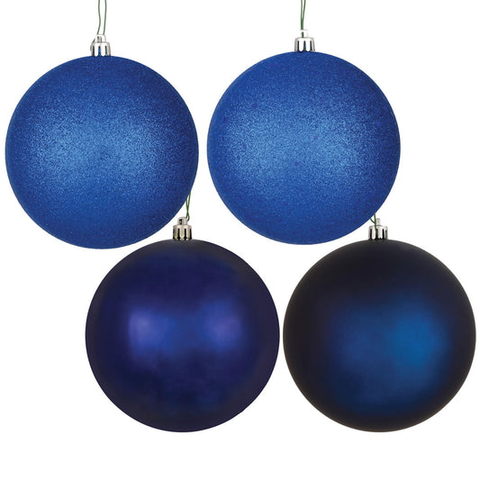 Vickerman 8" Midnight Blue 4-Finish Ball Ornament Assortment 4 per Bag