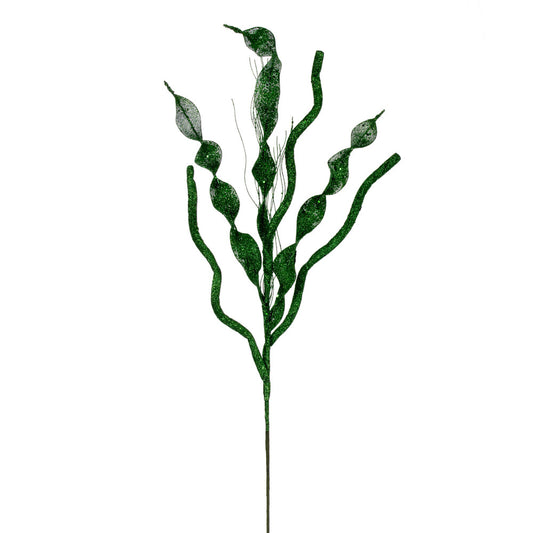 Vickerman 34" Green Multi Spiral Glitter Spray 4 per bag.
