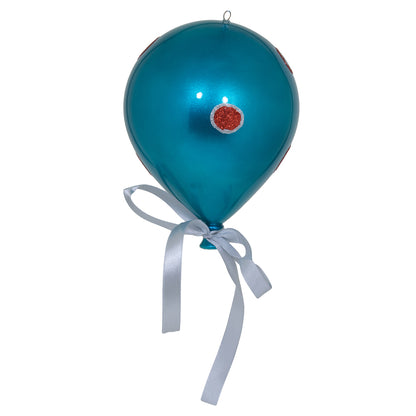 Vickerman 7.5" Turquoise Dot Balloon Christmas Ornament 3 per Bag