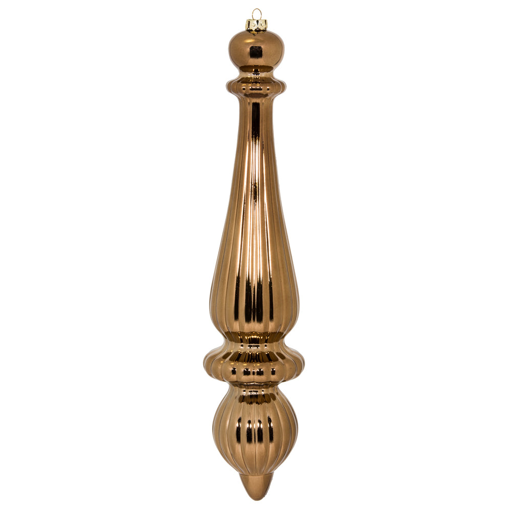 Vickerman 14" Mocha Shiny Finial Drop Christmas Ornament UV Treated with Drilled and Wired Cap 2 per bag