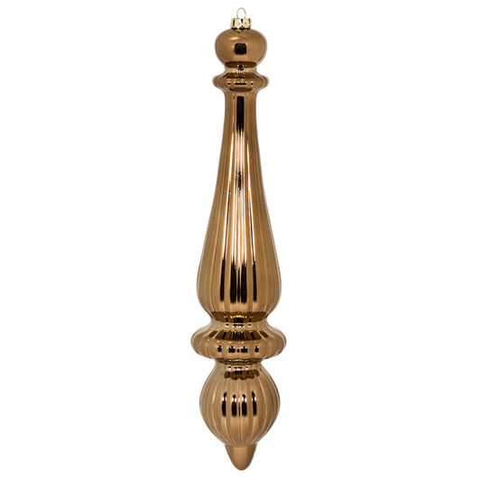 Vickerman 14" Mocha Shiny Finial Drop Christmas Ornament UV Treated with Drilled and Wired Cap 2 per bag