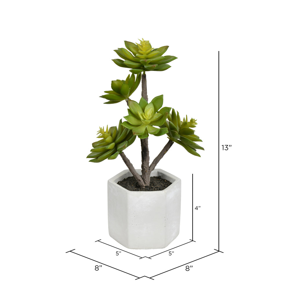Vickerman Artificial 13"Succulent Cement Pot