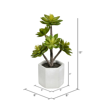 Vickerman Artificial 13"Succulent Cement Pot