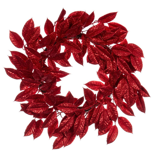 Vickerman 24" Red Artificial Gardenia Glitter Wreath.