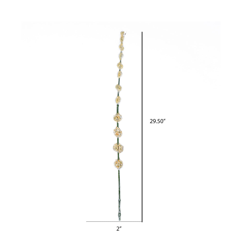 Vickerman 29.5" Artificial Cream Pom Pom Spray. Includes 6 sprays per pack.