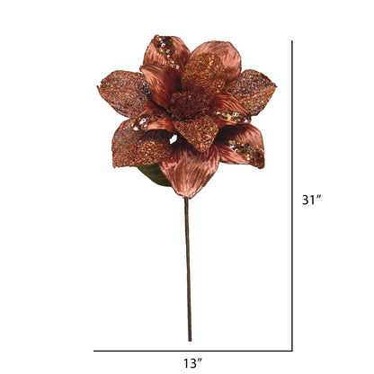 Vickerman 31" Chocolate Glitter Magnolia Artificial Christmas Pick