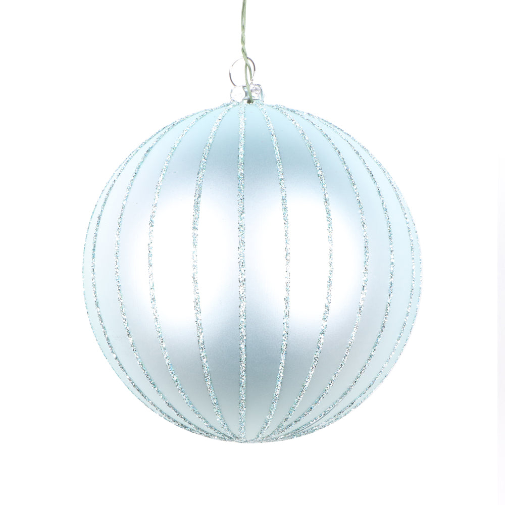 Vickerman 4" Frosty Mint Matte Glitter Ball Christmas Ornament 4 pieces per bag