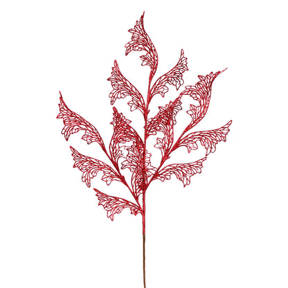 Vickerman 27" Burgundy Glitter Coral Bells Leaf Lace Artificial Christmas Spray. Includes 12 sprays per pack.