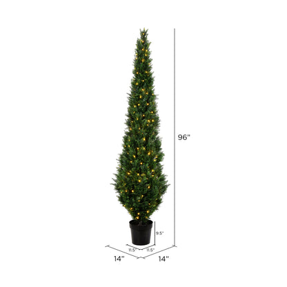 Vickerman 8' Artificial Potted Green Cedar Tree.