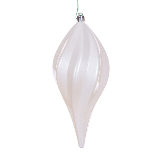 Vickerman 8" White UV Candy Swirl Drop Christmas Ornament Set of 3