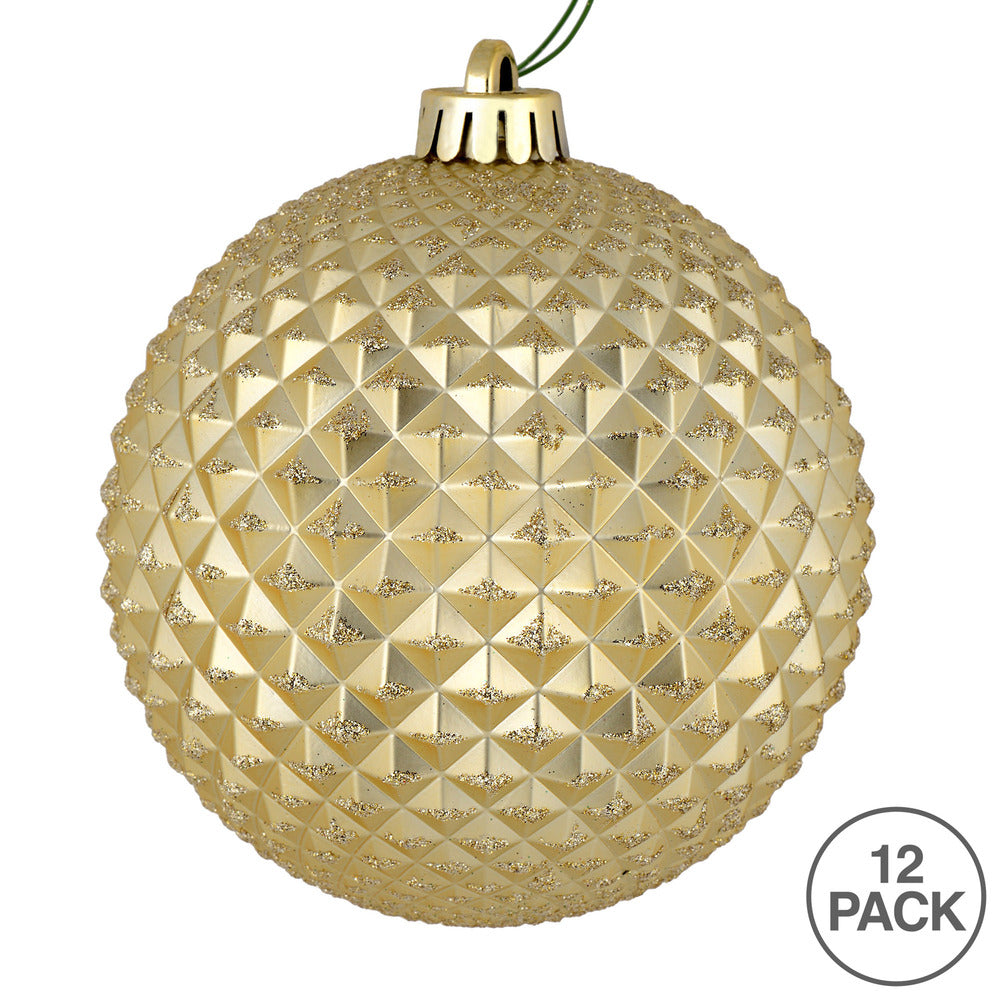 Vickerman 2.75" Champagne Durian Glitter Ball Ornament 12 per Bag