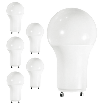 Damar A19 LED Light Bulb 9.5W 800 Lumen 2 Prong Twist Lock GU24 Base 2700K Warm White for Home Bedroom Ceiling Light Bulb 120V CRI80 230° Beam Angle Damp Location Dimmable White Finish Pack of 6