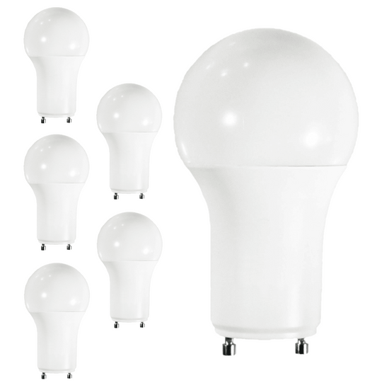 Damar A19 LED Light Bulb 9.5W 800 Lumen 2 Prong Twist Lock GU24 Base 2700K Warm White for Home Bedroom Ceiling Light Bulb 120V CRI80 230° Beam Angle Damp Location Dimmable White Finish Pack of 6