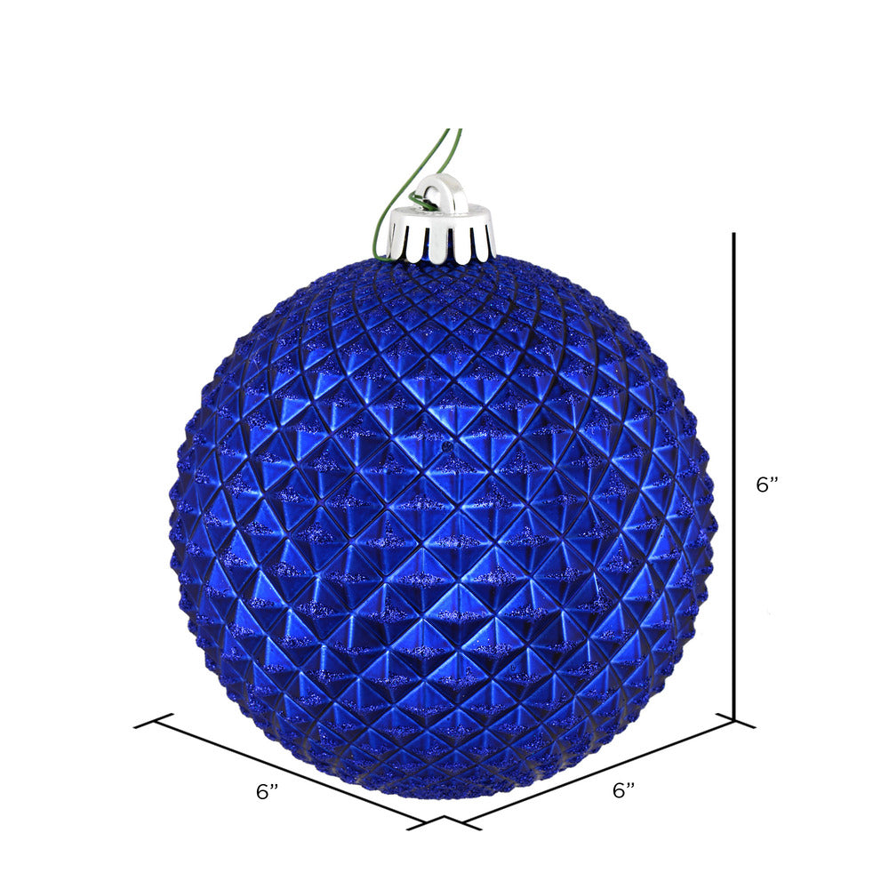 Vickerman 6" Cobalt Blue Durian Glitter Ball Ornament 4 per Bag