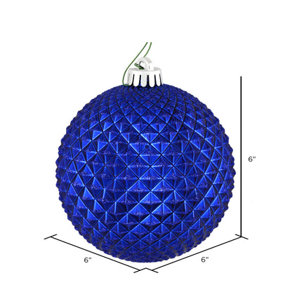 Vickerman 6" Cobalt Blue Durian Glitter Ball Ornament 4 per Bag