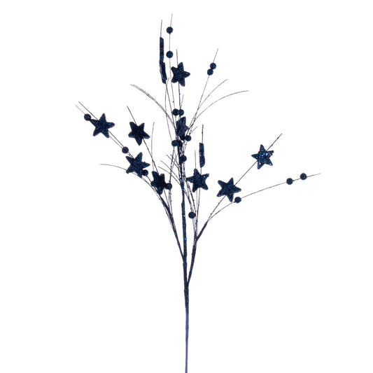 Vickerman 33" Midnight Blue Star and Ball Glitter Spray 6 per bag.