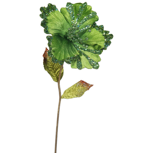 Vickerman 23" Lime Hibiscus Artificial Christmas Pick 3 per Bag
