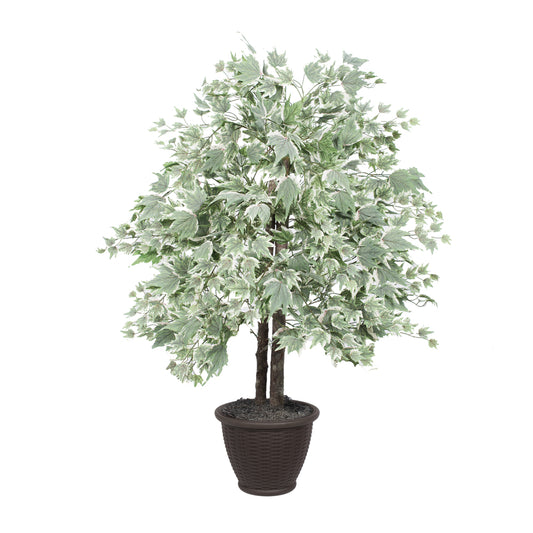 Vickerman 4' Artificial Silver Maple Bush Brown Plastic Container.
