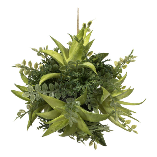 Vickerman 5" Artificial Mixed Variety Green Succulent Ball.