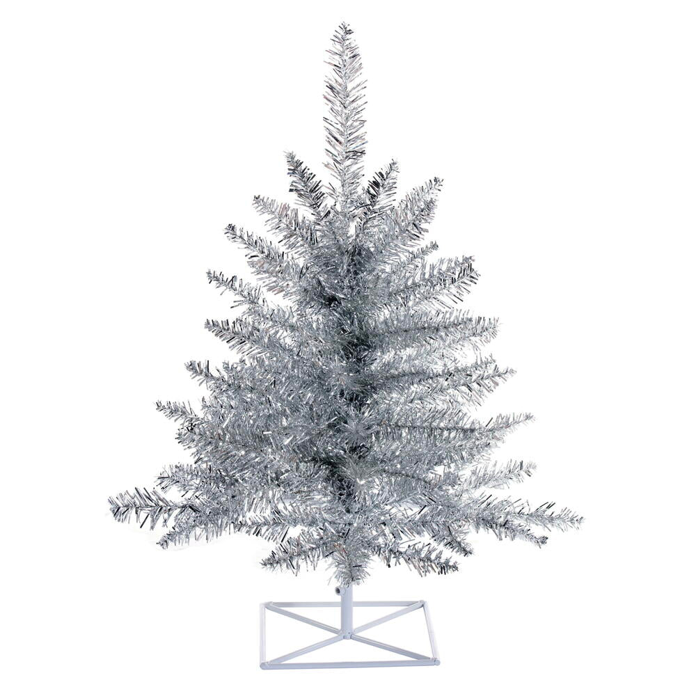 Vickerman 3' Silver Tinsel Fir Artificial Christmas Tree Unlit