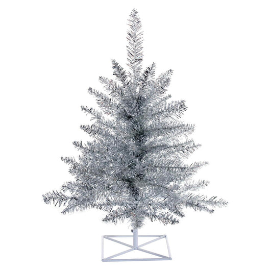 Vickerman 3' Silver Tinsel Fir Artificial Christmas Tree Unlit