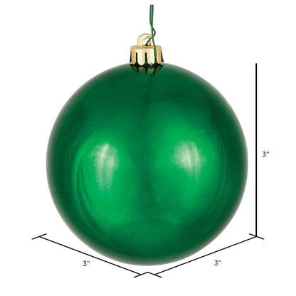 Vickerman 3" Emerald Shiny Ball Ornament 12 per Bag