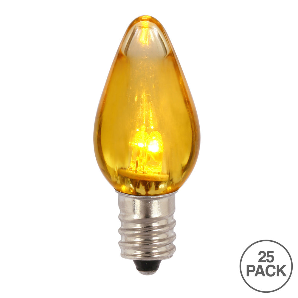 Vickerman C7 Twinkle Transparent Plastic LED Yellow Dimmable Bulb bag of 25