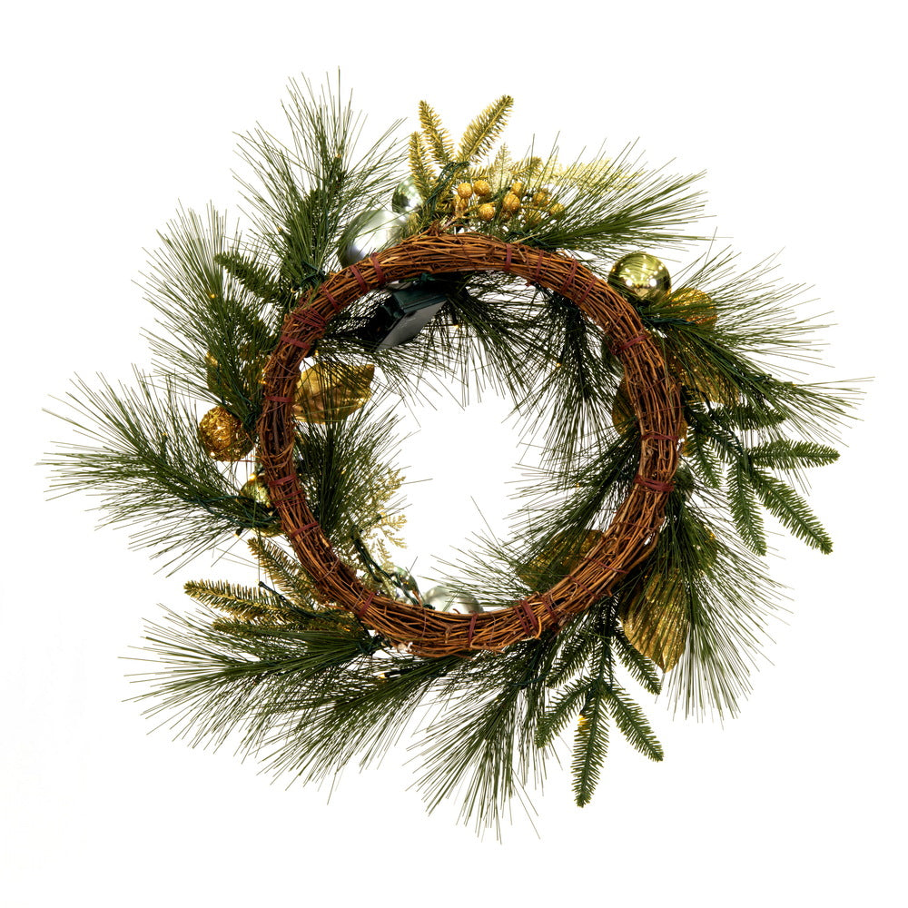 Vickerman 24" Artificial Christmas Wreath Battery Operated Warm White Lights