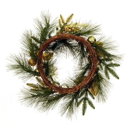 Vickerman 24" Artificial Christmas Wreath Battery Operated Warm White Lights