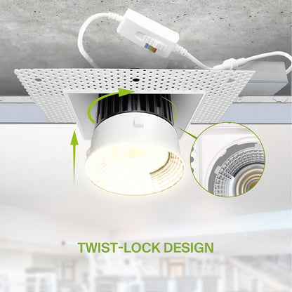ASD Lighting LED Trimless Downlight Square 6inch 24W 120V Triac 2700/3000/3500/4000/5000K White ETL