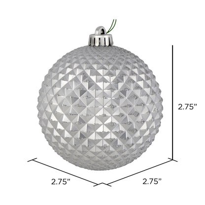 Vickerman 2.75" Silver Durian Glitter Ball Ornament 12 per Bag