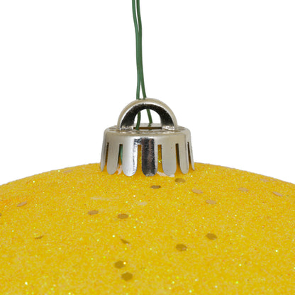 Vickerman 10" Yellow 4-Finish Ball Ornament Assortment 4 per Bag