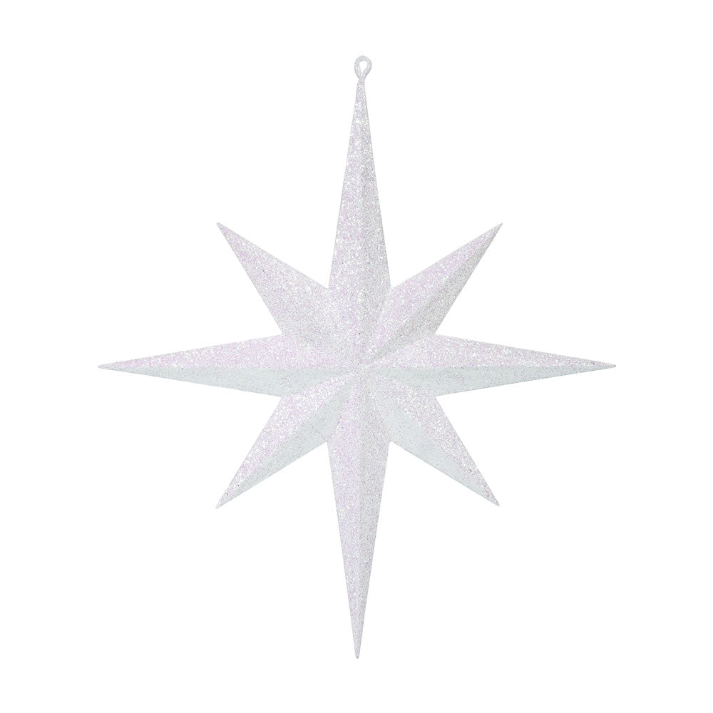 Vickerman 15.75" White Iridescent Glitter Bethlehem Star Christmas Ornament