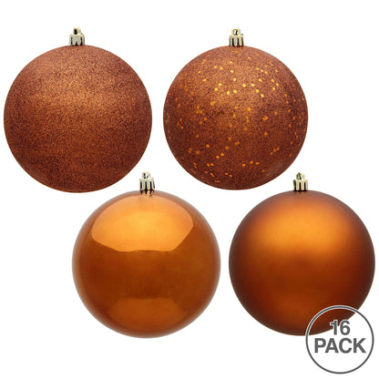 Vickerman 3" Copper 4-Finish Ball Ornament Assortment 16 per Box