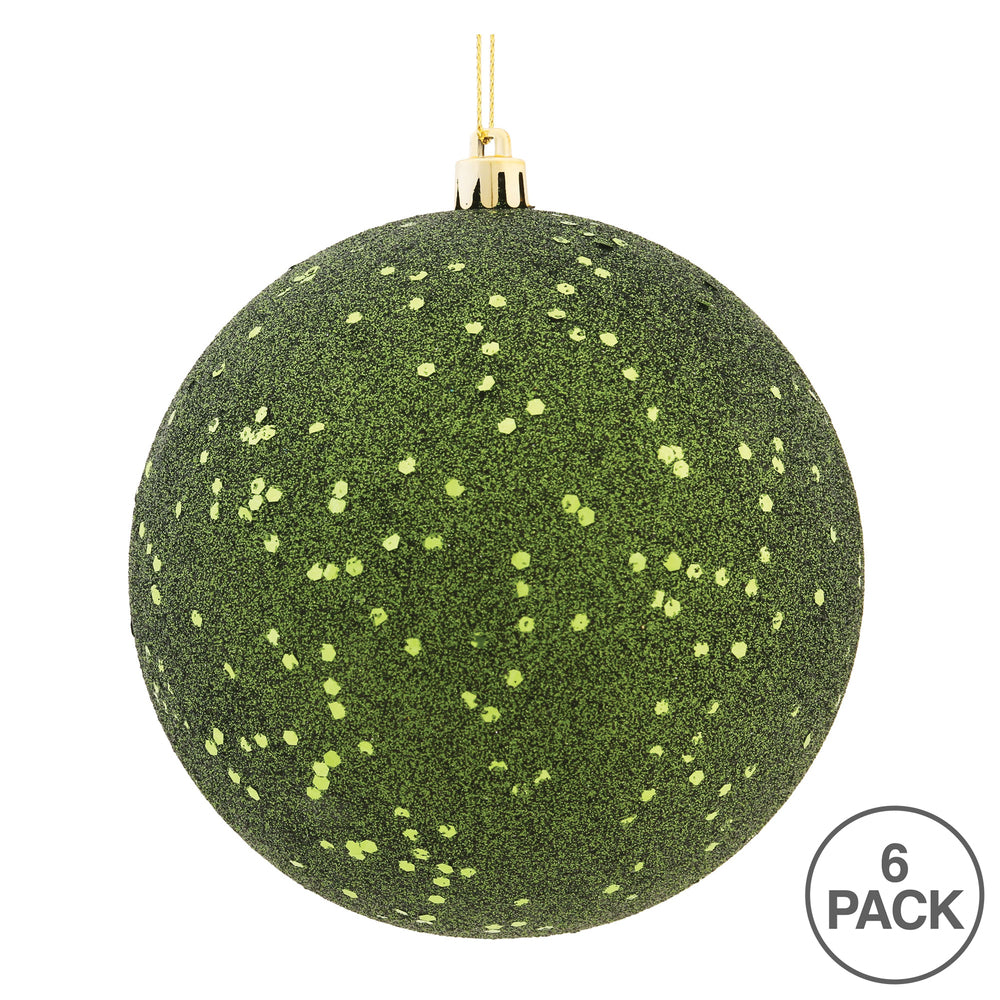 Vickerman 4" Moss Green Sequin Ball Ornament 6 per Bag