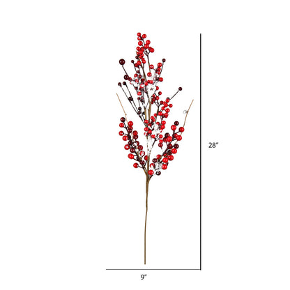 Vickerman 28" Artificial Red Snow Berry Spray. Includes 2 sprays per pack.