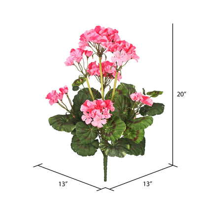 Vickerman Artificial 20" Pink Geranium Bush 4 per Pack.