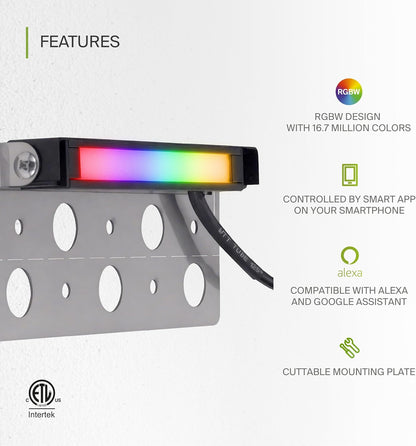 ASD Lighting LED Hardscape Light Swivel 7inch 3W 12V 2700-6500K RGBW Smart APP Control with Hub Bronze ETL 8 pack