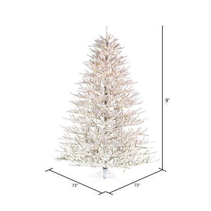 Vickerman 9' x 73" Flocked Pistol Pine Artificial Pre-lit Christmas Tree Warm White 3mm LED Lights.