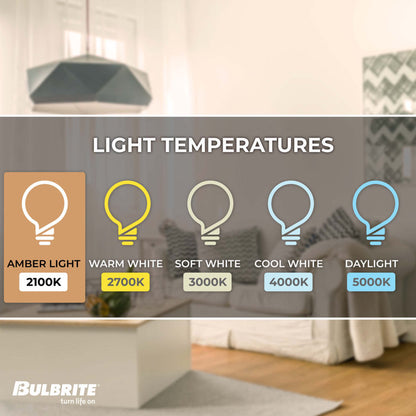 BULBRITE LED ST18 MEDIUM SCREW (E26) 5W DIMMABLE FILAMENT LIGHT BULB 2200K/AMBER 40W INCANDESCENT EQUIVALENT 2PK (776801)