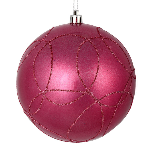 Vickerman 6" Mauve Candy Ornament with Circle Glitter Pattern 3 per Bag