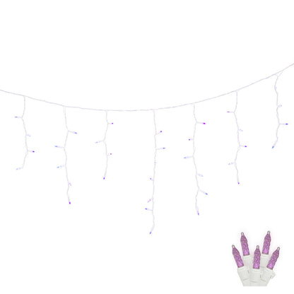 Vickerman 70 Purple Twinkle M5 LED Icicle Light on White Wire 9' Christmas Single Mold Light Strand