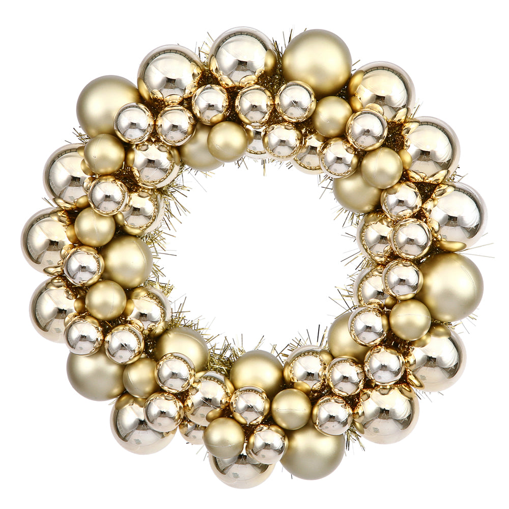 Vickerman 12" Gold Shiny and Matte Ball Wreath